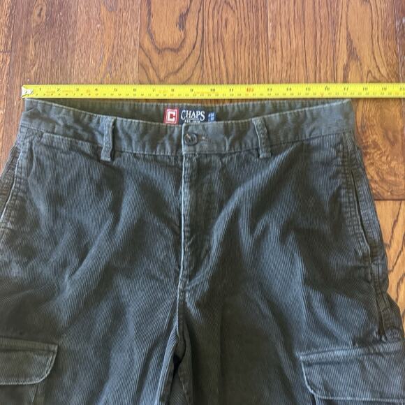 Chaps Corduroy Men's Pants Flat Front 34W 28L Dark Brown Utility Pockets Vintage - Picture 11 of 12